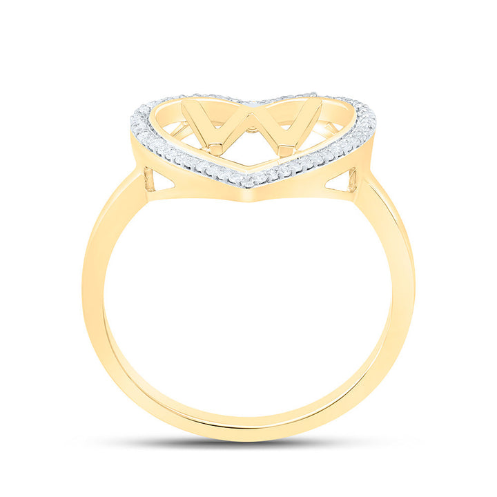 1/10CTW-NAT DIA P1 GIFT INITIAL "W" LADIES HEART RING Daisy Joyeria