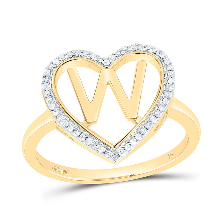 1/10CTW-NAT DIA P1 GIFT INITIAL "W" LADIES HEART RING Daisy Joyeria
