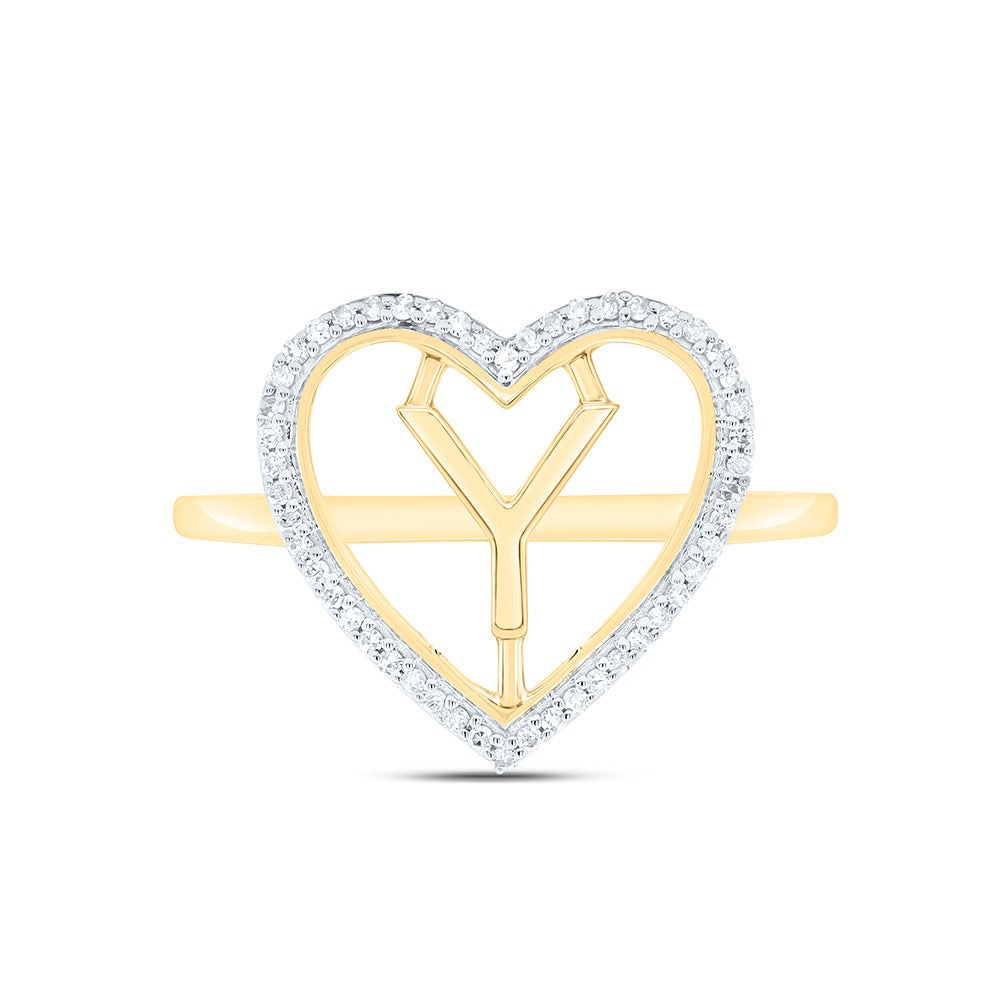 1/10CTW-NAT DIA P1 GIFT INITIAL "Y" LADIES HEART RING Daisy Joyeria