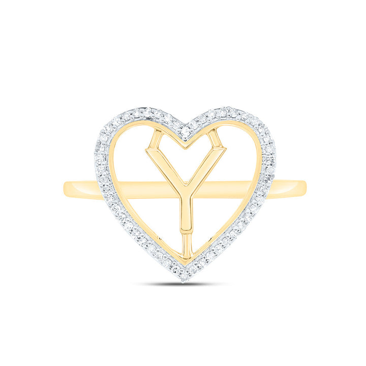 1/10CTW-NAT DIA P1 GIFT INITIAL "Y" LADIES HEART RING Daisy Joyeria