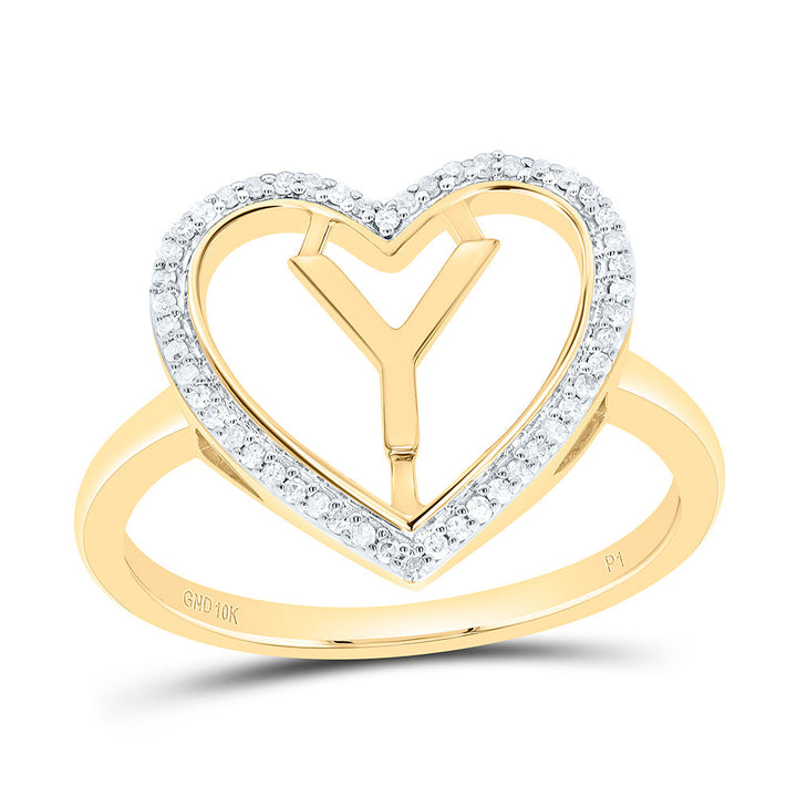 1/10CTW-NAT DIA P1 GIFT INITIAL "Y" LADIES HEART RING Daisy Joyeria
