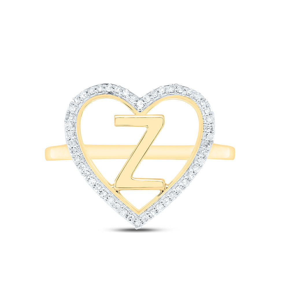 1/10CTW-NAT DIA P1 GIFT INITIAL "Z" LADIES HEART RING Daisy Joyeria