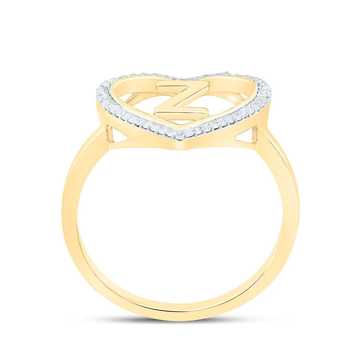 1/10CTW-NAT DIA P1 GIFT INITIAL "Z" LADIES HEART RING Daisy Joyeria