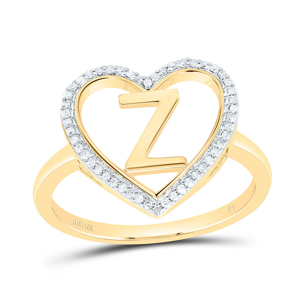 1/10CTW-NAT DIA P1 GIFT INITIAL "Z" LADIES HEART RING Daisy Joyeria
