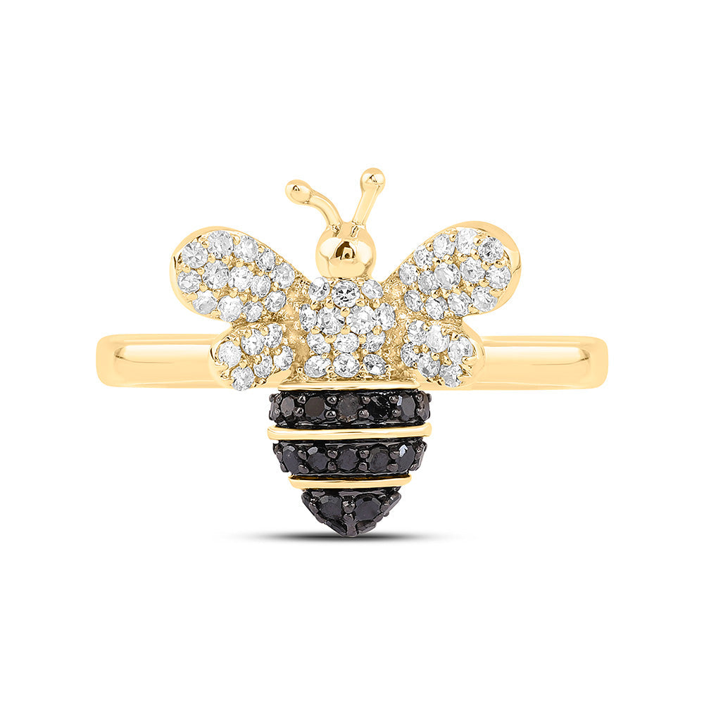 3/8CTW-NAT DIA CN RD-BLACK DIAMOND HONEY BEE RING Daisy Joyeria