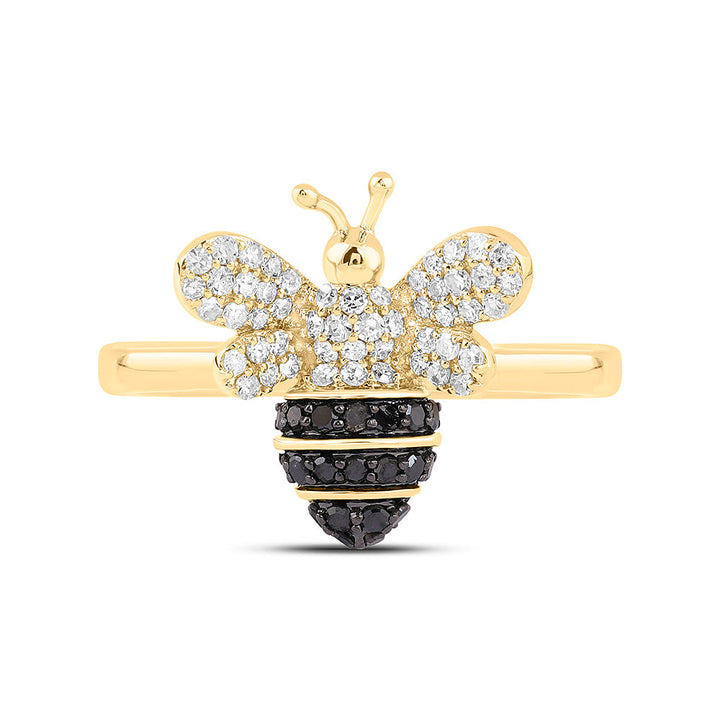 3/8CTW-NAT DIA CN RD-BLACK DIAMOND HONEY BEE RING Daisy Joyeria