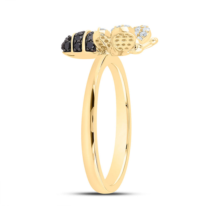 3/8CTW-NAT DIA CN RD-BLACK DIAMOND HONEY BEE RING Daisy Joyeria