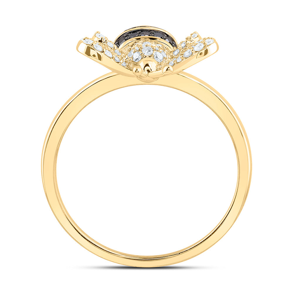 3/8CTW-NAT DIA CN RD-BLACK DIAMOND HONEY BEE RING Daisy Joyeria