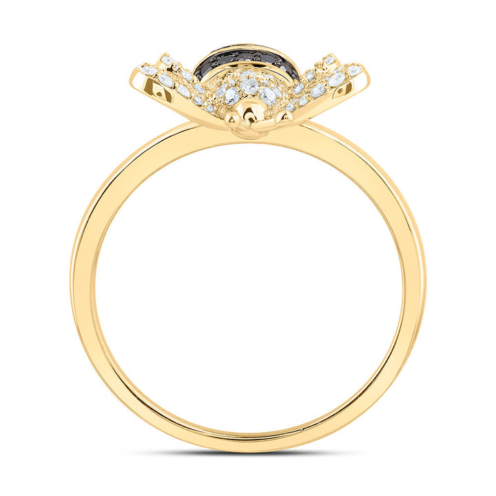 3/8CTW-NAT DIA CN RD-BLACK DIAMOND HONEY BEE RING Daisy Joyeria