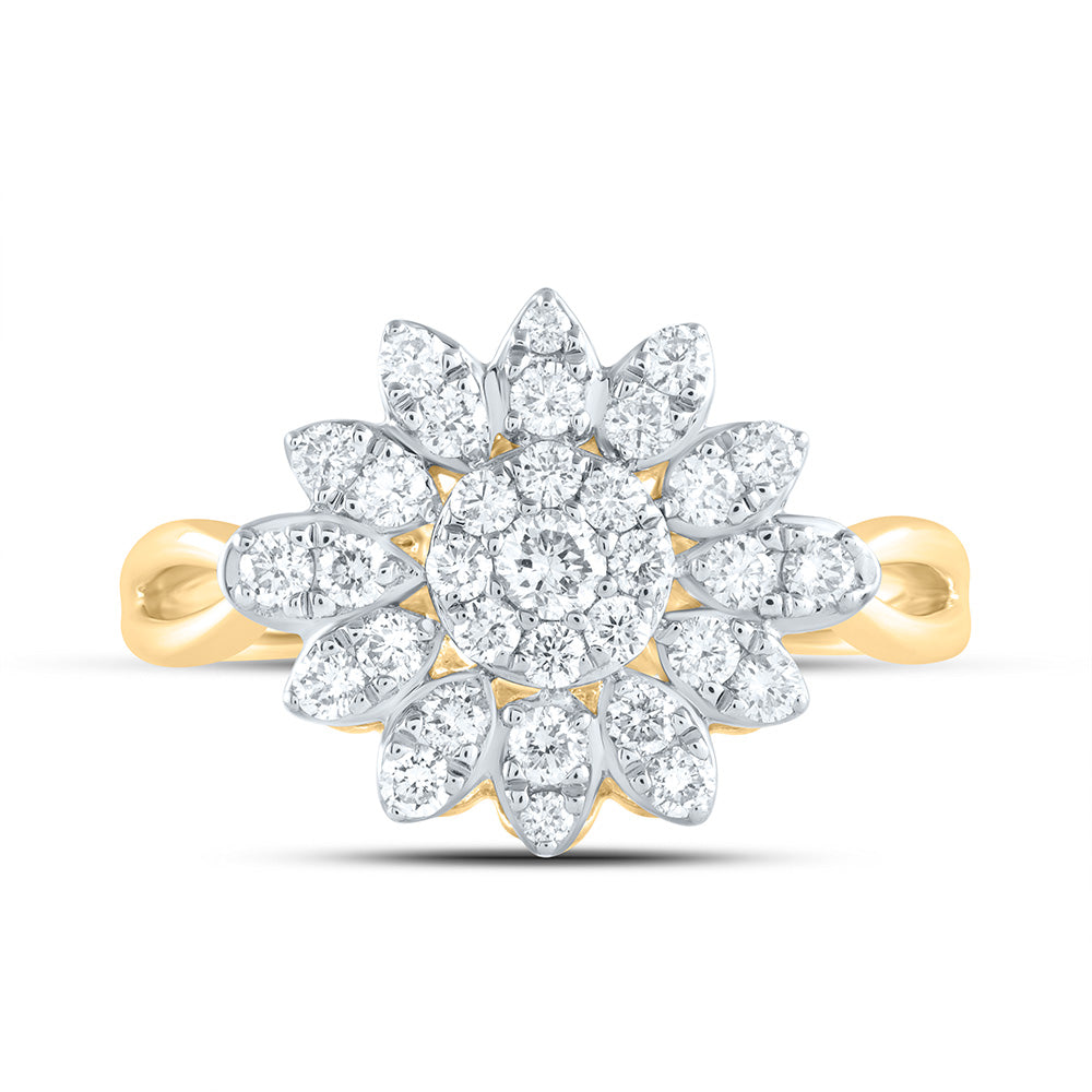 5/8CTW-NAT DIA ANA M FLOWER FASHION RING Daisy Joyeria
