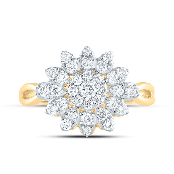 5/8CTW-NAT DIA ANA M FLOWER FASHION RING Daisy Joyeria
