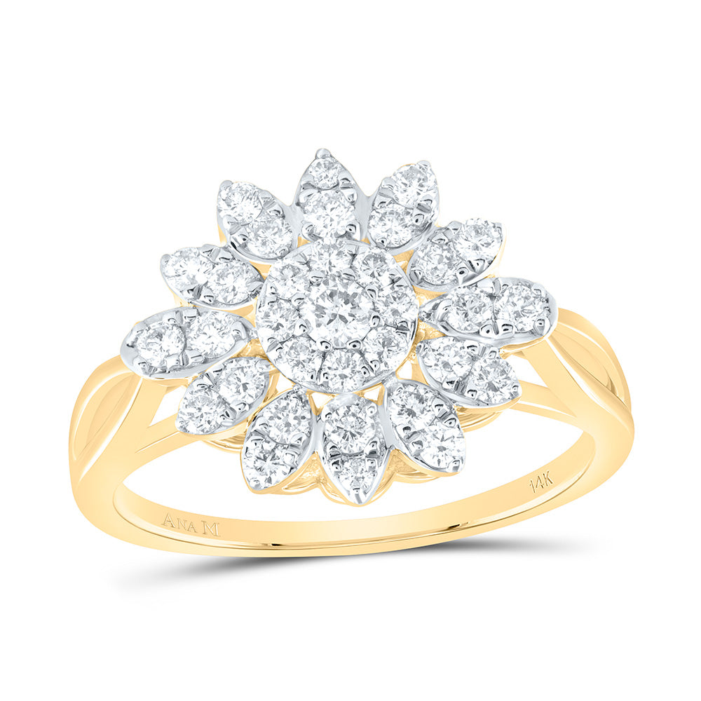 5/8CTW-NAT DIA ANA M FLOWER FASHION RING Daisy Joyeria