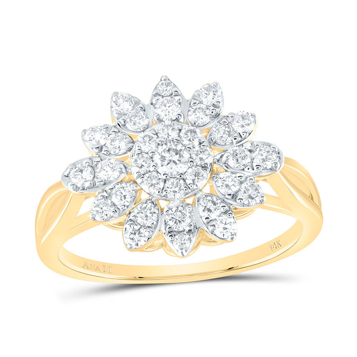 5/8CTW-NAT DIA ANA M FLOWER FASHION RING Daisy Joyeria