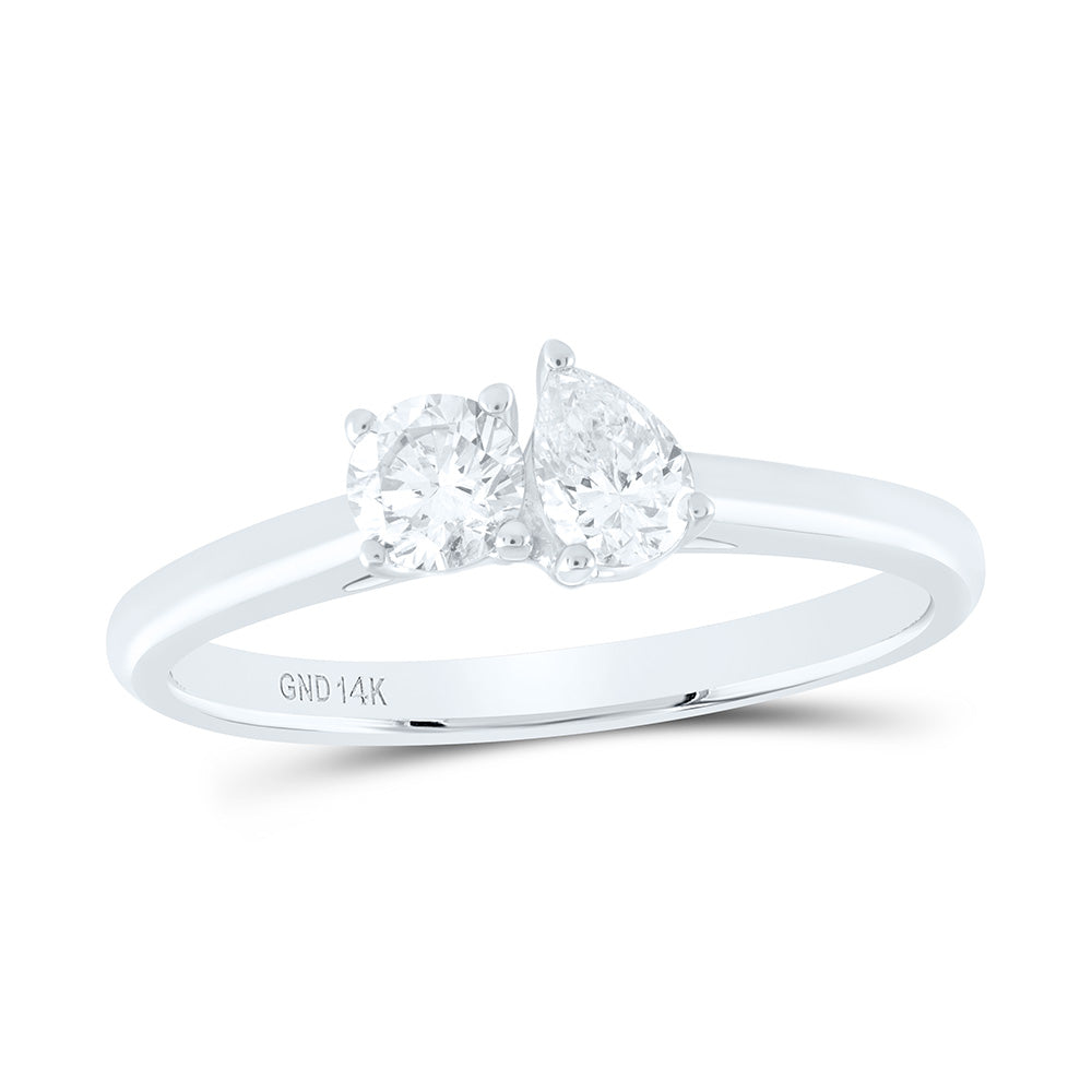 1/2CTW-NAT DIA I1-IJ 1/4CT-CRD, 1/4CT-CPS 2 STONE RING Daisy Joyeria