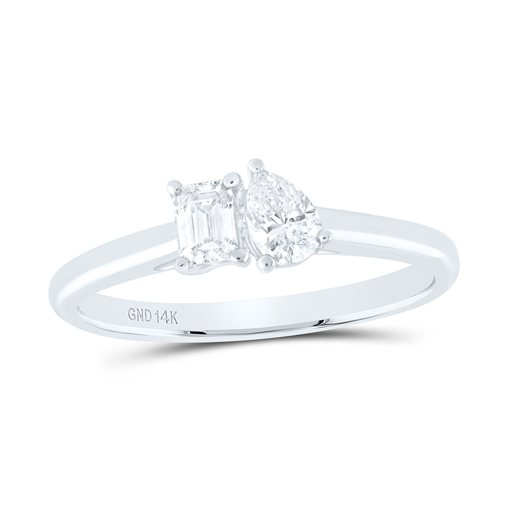 1/2CTW-NAT DIA 1/4CT-CEM, 1/4CT-CPS I1-IJ 2 STONE RING Daisy Joyeria