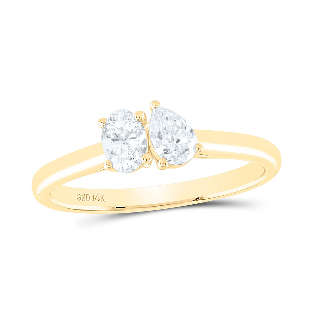 1/2CTW-NAT DIA I1-IJ 1/4CT-COV, 1/4CT-CPS, I1-IJ 2 STONE RING Daisy Joyeria