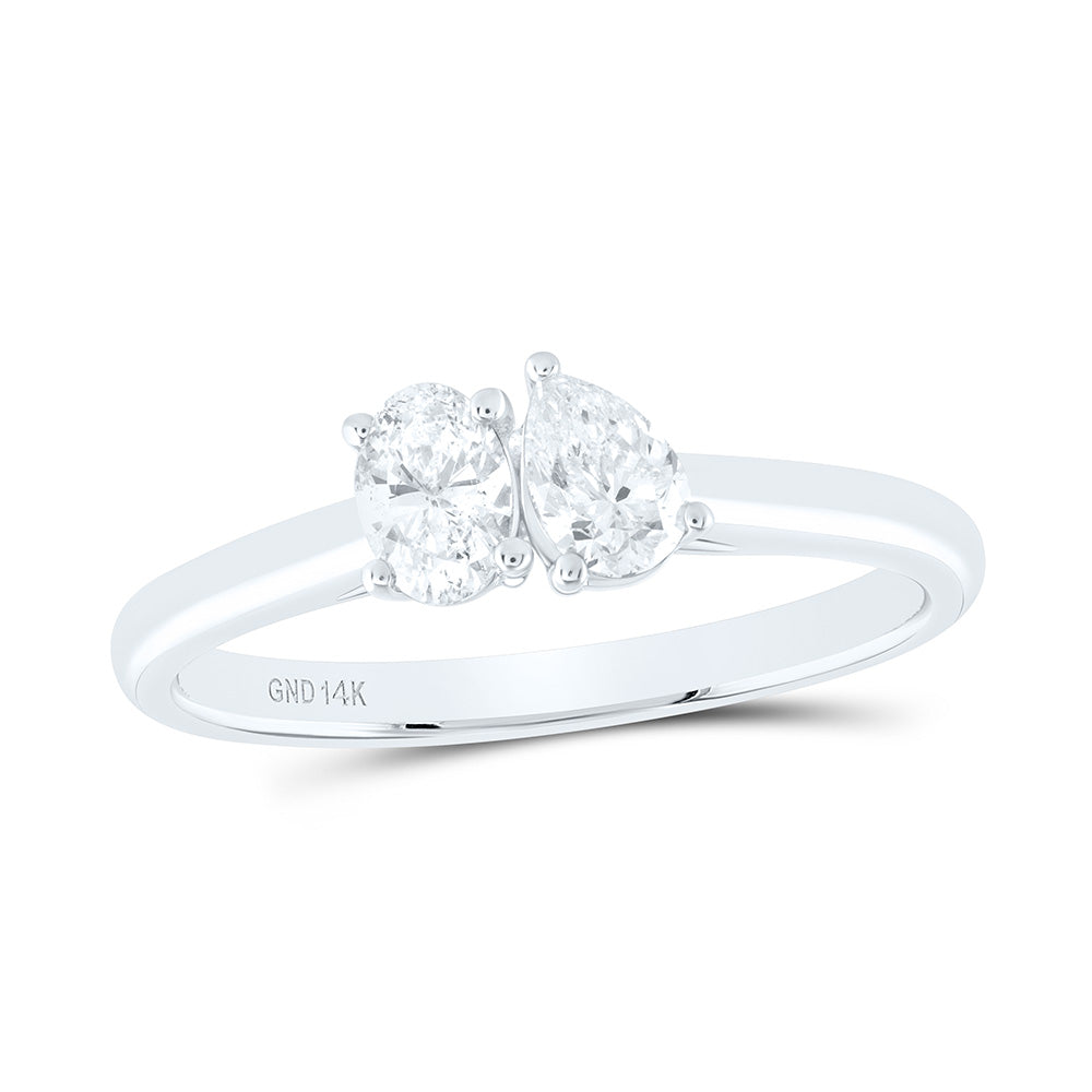 1/2CTW-NAT DIA I1-IJ 1/4CT-COV, 1/4CT-CPS, I1-IJ 2 STONE RING Daisy Joyeria