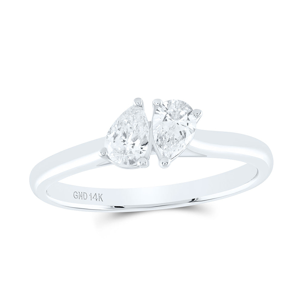 1/2CTW-NAT DIA I1-IJ PEAR 2 STONE RING Daisy Joyeria