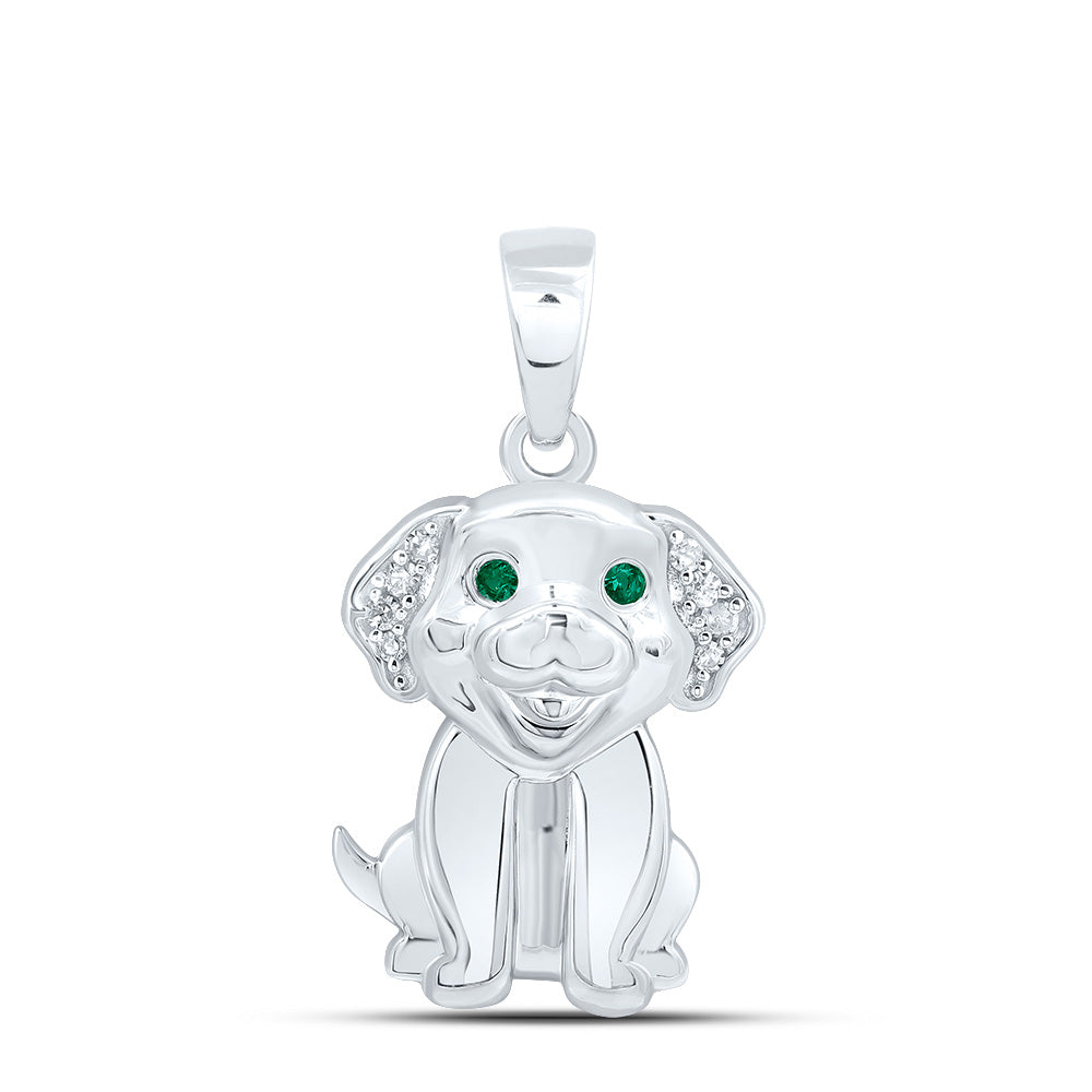 0.03CTW-NAT DIA P1 1.1MM-RD-EM NAT GEM DOG PENDANT Daisy Joyeria