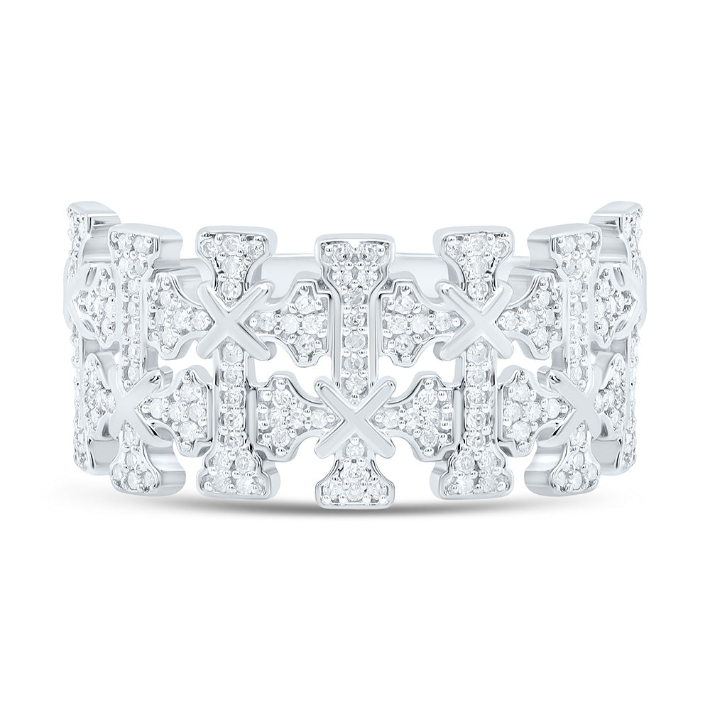 1/2CTW-NAT DIA P1 GIFT CROME CROSS  MENS RING Daisy Joyeria
