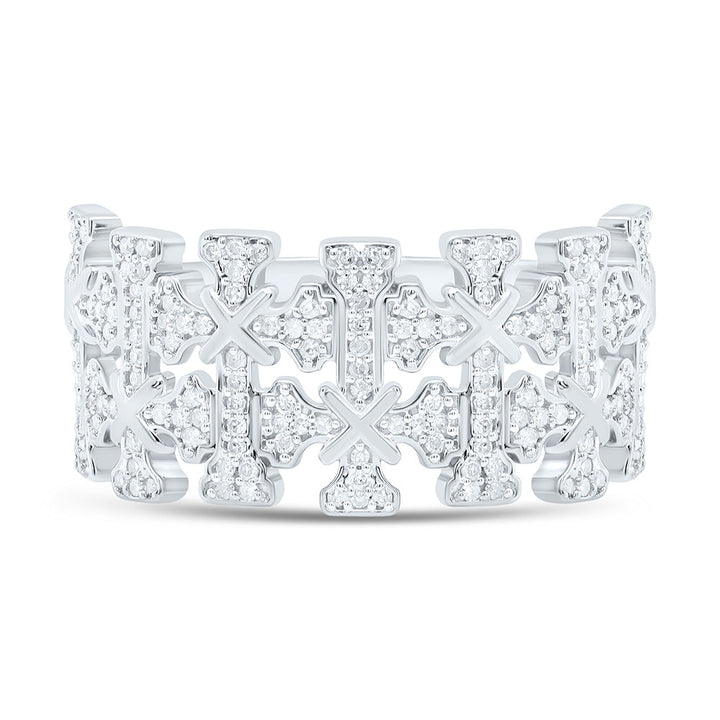 1/2CTW-NAT DIA P1 GIFT CROME CROSS  MENS RING Daisy Joyeria