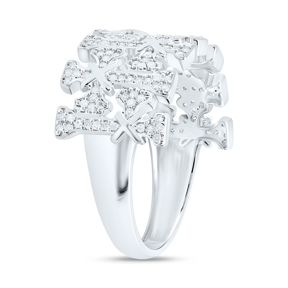 1/2CTW-NAT DIA P1 GIFT CROME CROSS  MENS RING Daisy Joyeria