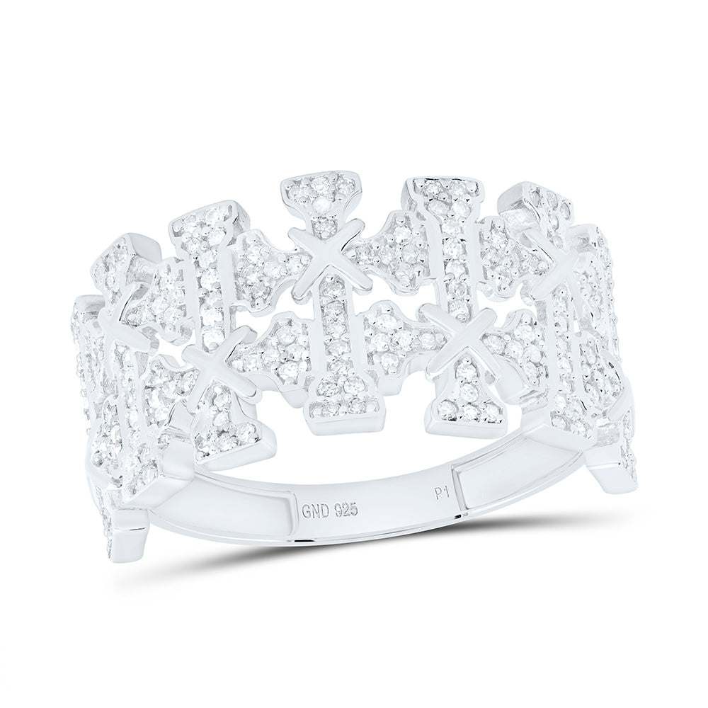 1/2CTW-NAT DIA P1 GIFT CROME CROSS  MENS RING Daisy Joyeria
