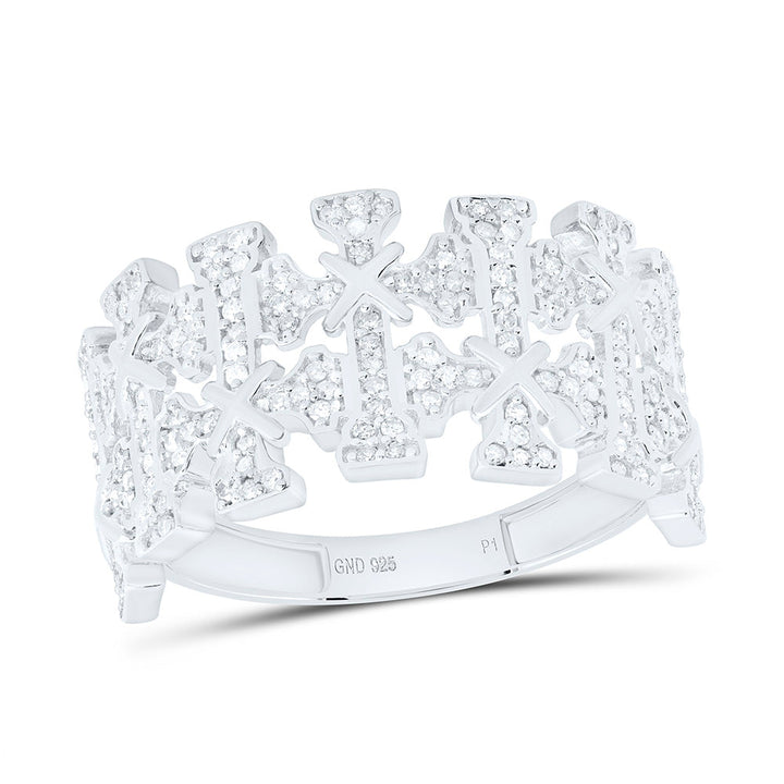 1/2CTW-NAT DIA P1 GIFT CROME CROSS  MENS RING Daisy Joyeria