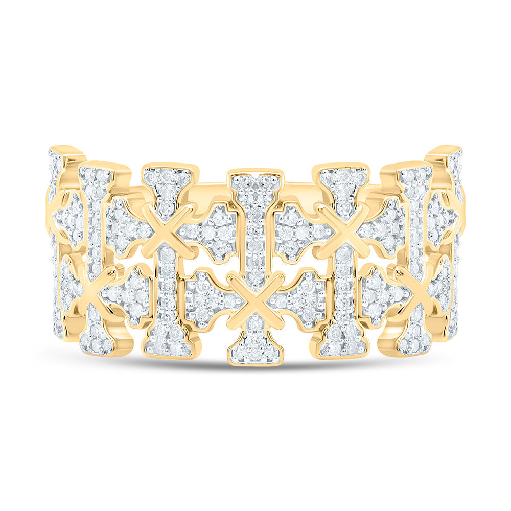 1/2CTW-NAT DIA P1 GIFT CROME CROSS  MENS RING Daisy Joyeria
