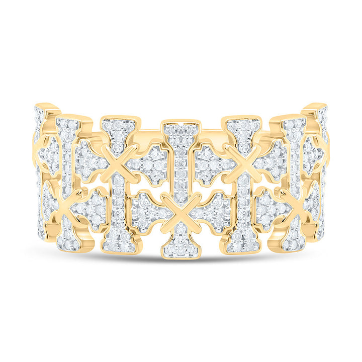 1/2CTW-NAT DIA P1 GIFT CROME CROSS  MENS RING Daisy Joyeria