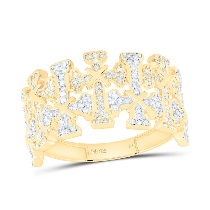1/2CTW-NAT DIA P1 GIFT CROME CROSS  MENS RING Daisy Joyeria