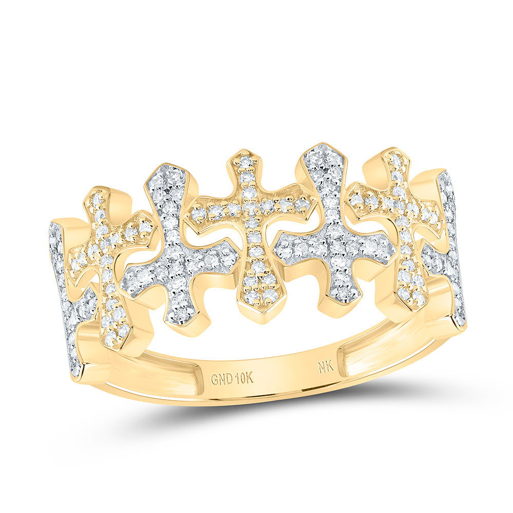 1/3CTW-NAT DIA NK CROME CROSS MENS RING Daisy Joyeria