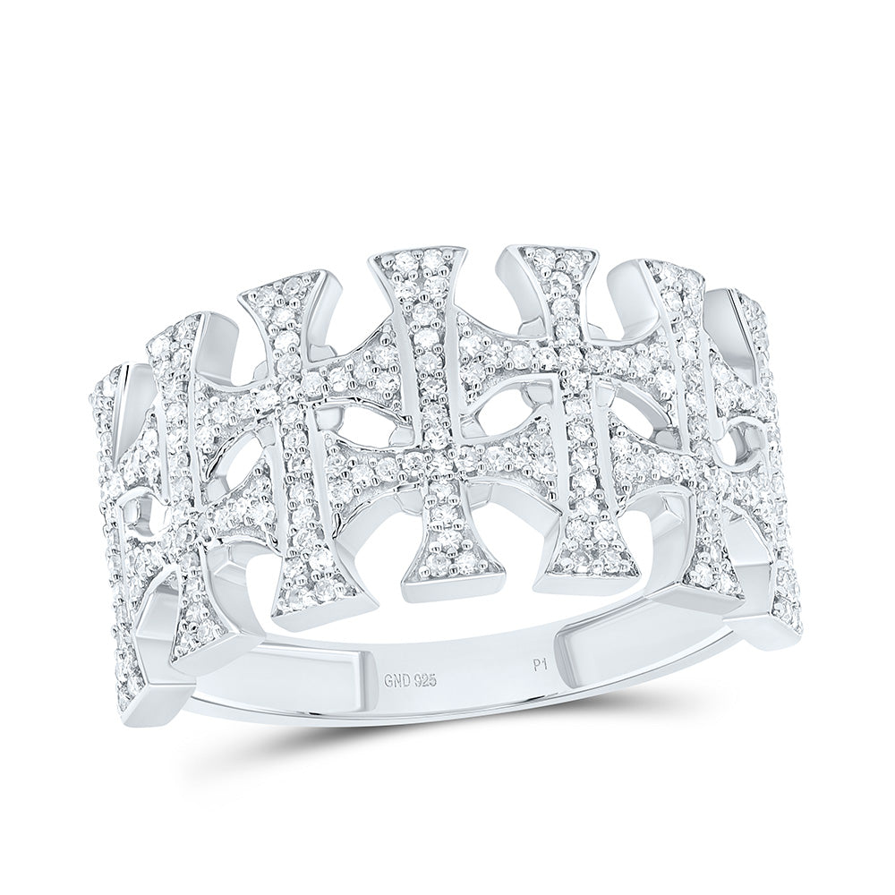 3/8CTW-NAT DIA P1 GIFT CROME CROSS  MENS RING Daisy Joyeria
