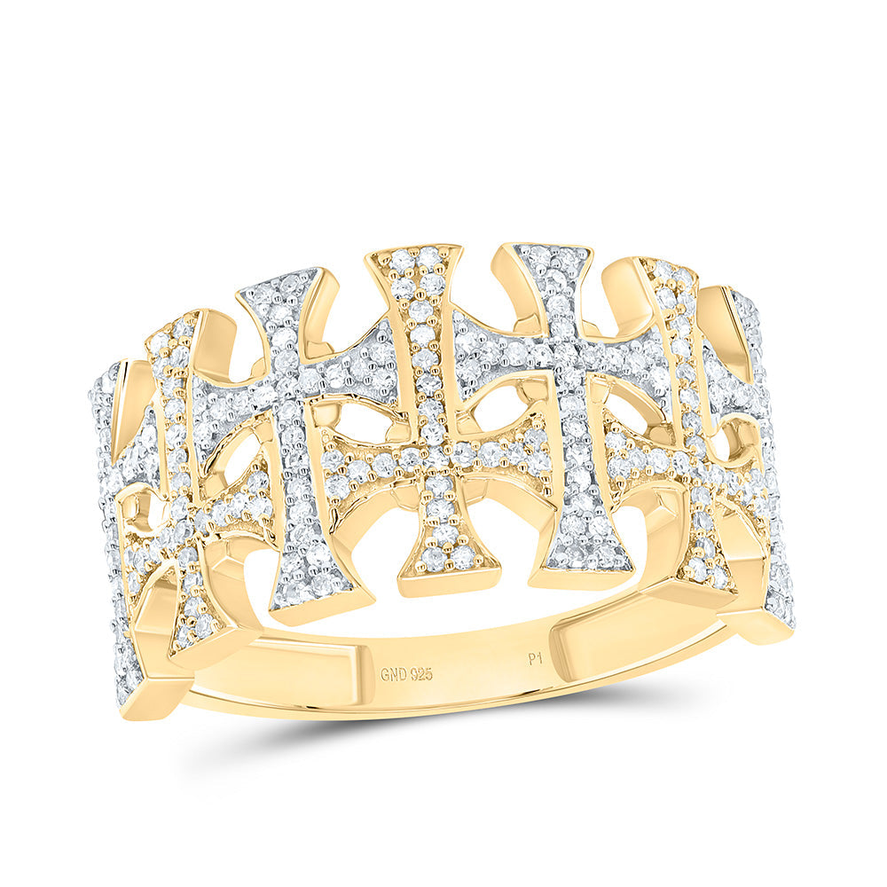 3/8CTW-NAT DIA P1 GIFT CROME CROSS  MENS RING Daisy Joyeria