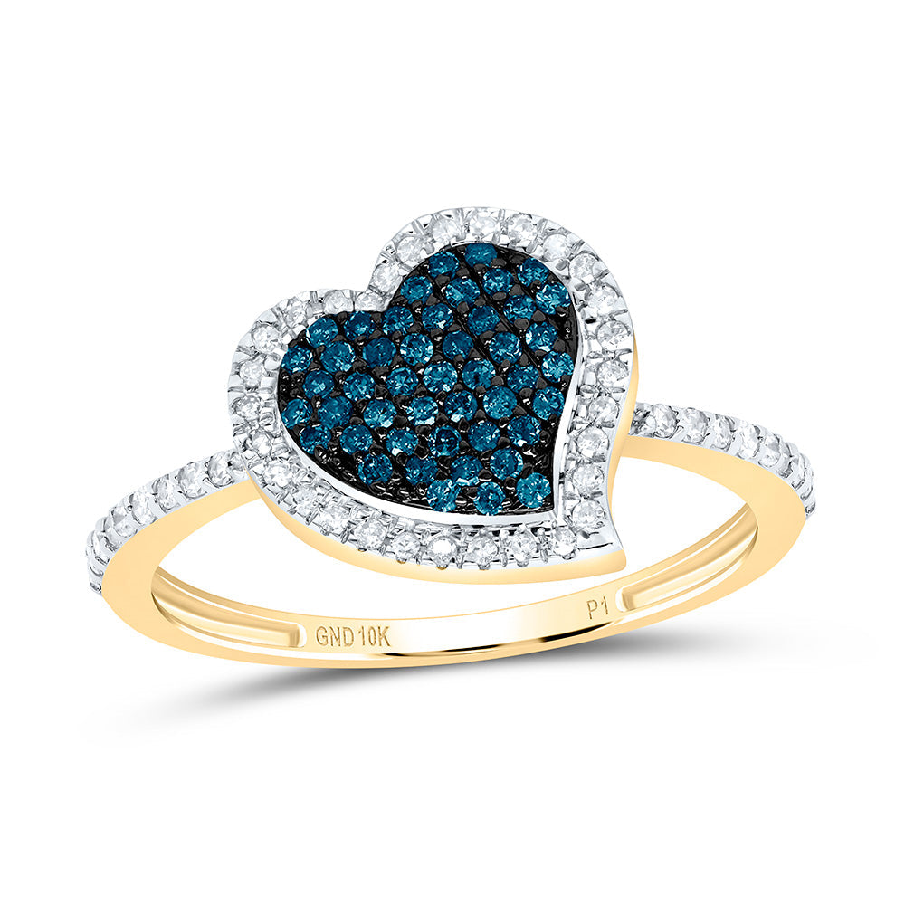 1/3CTW-NAT DIA P1 GIFT BLUE DIAMOND HEART  RING Daisy Joyeria