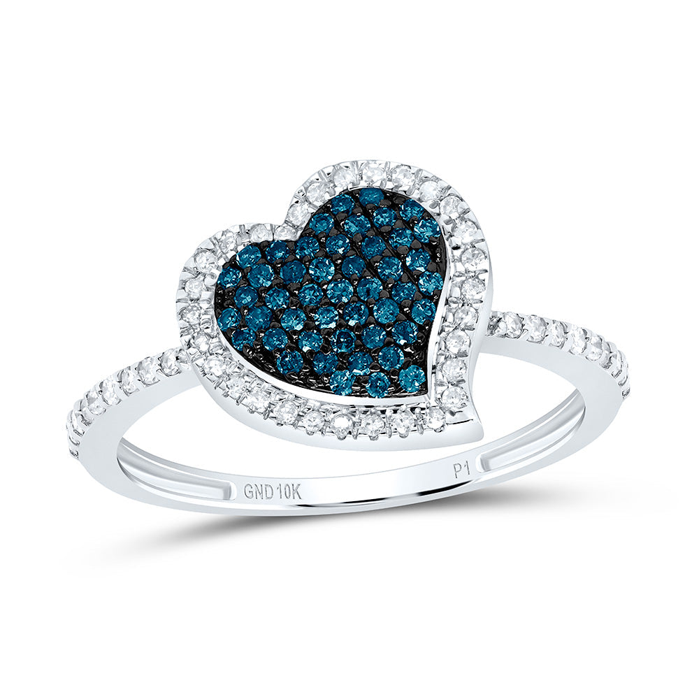 1/3CTW-NAT DIA P1 GIFT BLUE DIAMOND HEART  RING Daisy Joyeria