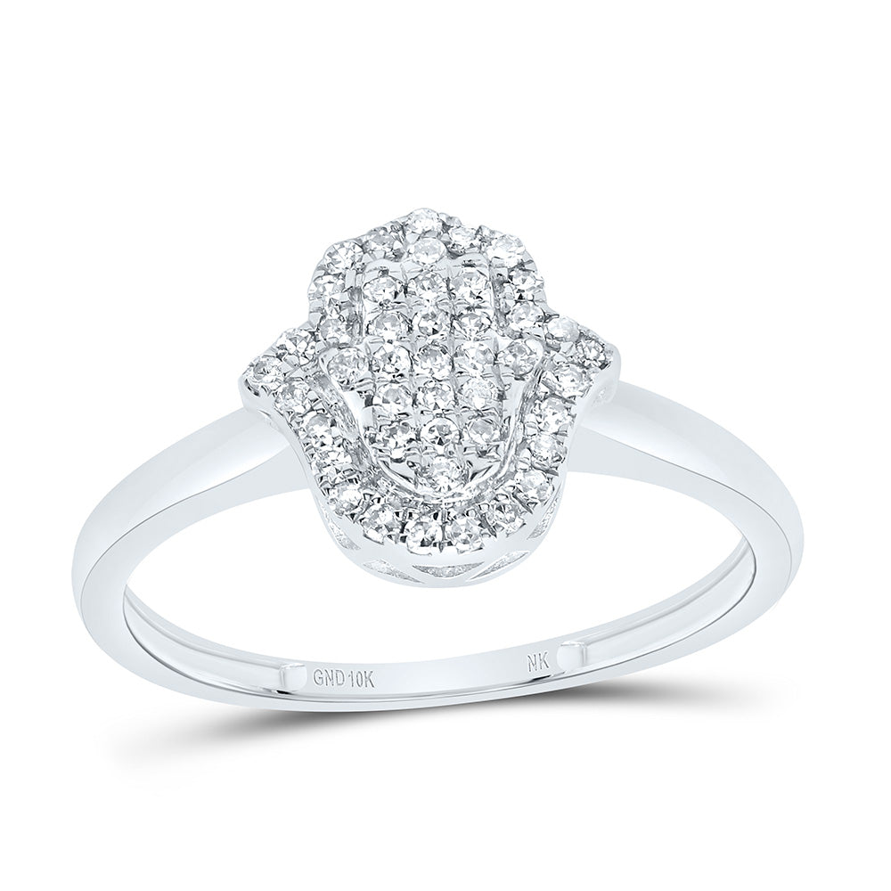 1/5CTW-NAT DIA NK FASHION HAMSA RING Daisy Joyeria