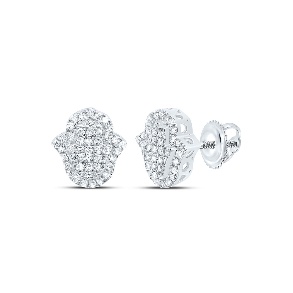 1/3CTW-NAT DIA NK FASHION HAMSA EARRING Daisy Joyeria