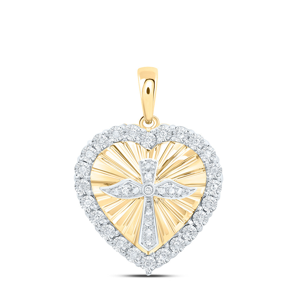 1/6CTW-NAT DIA P3 GIFT HEART CROSS PENDANT Daisy Joyeria