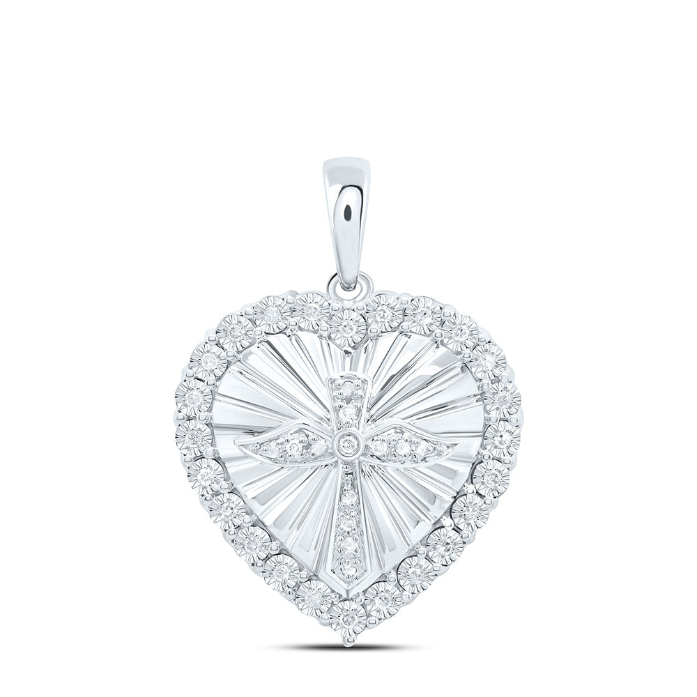 1/6CTW-NAT DIA P3 GIFT HEART CROSS PENDANT Daisy Joyeria