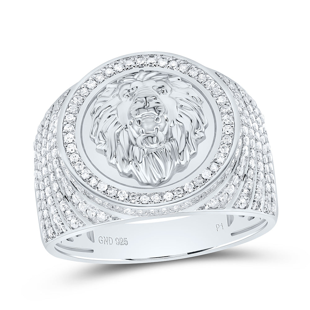 7/8CTW-NAT DIA P1 GIFT LION FACE MENS RING Daisy Joyeria