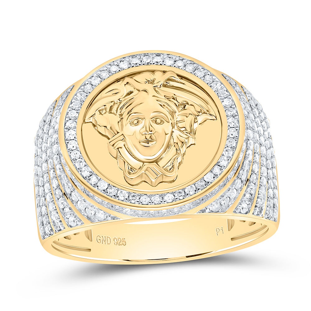 7/8CTW-NAT DIA P1 GIFT MEDUSA MENS RING Daisy Joyeria