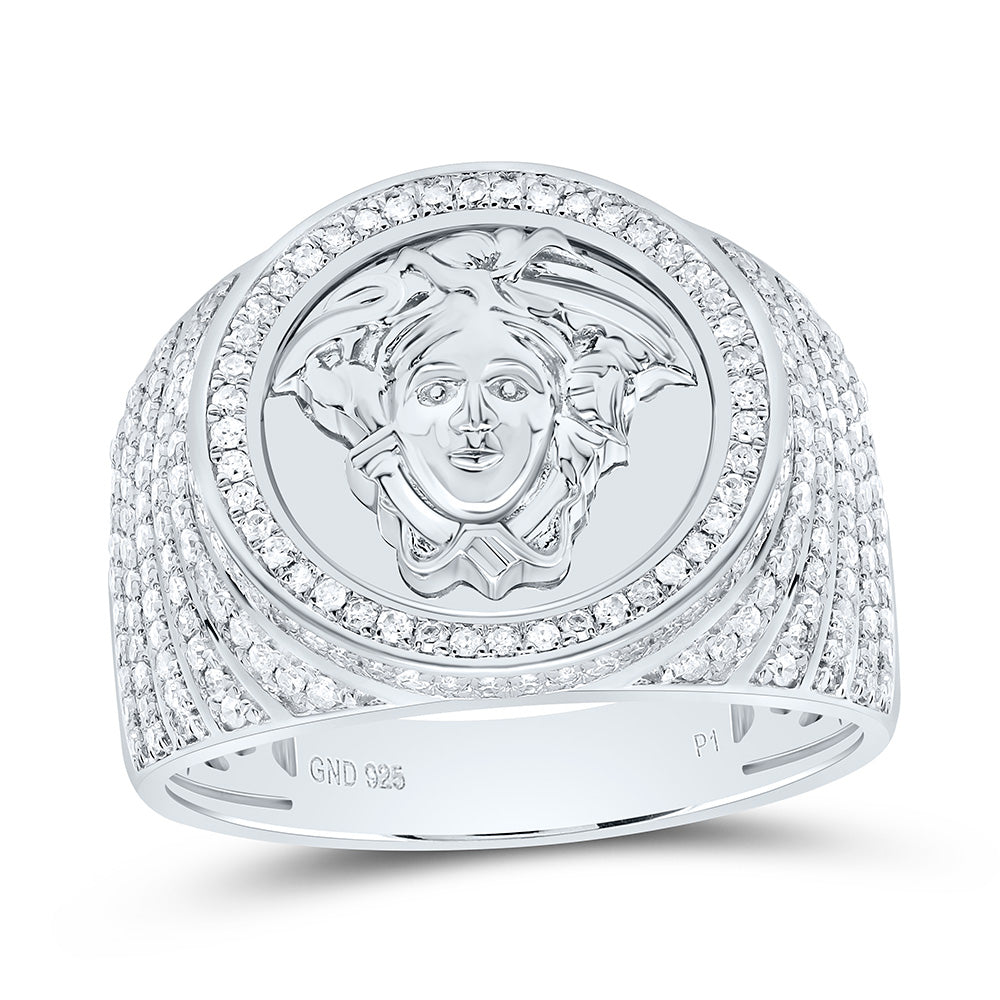 7/8CTW-NAT DIA P1 GIFT MEDUSA MENS RING Daisy Joyeria