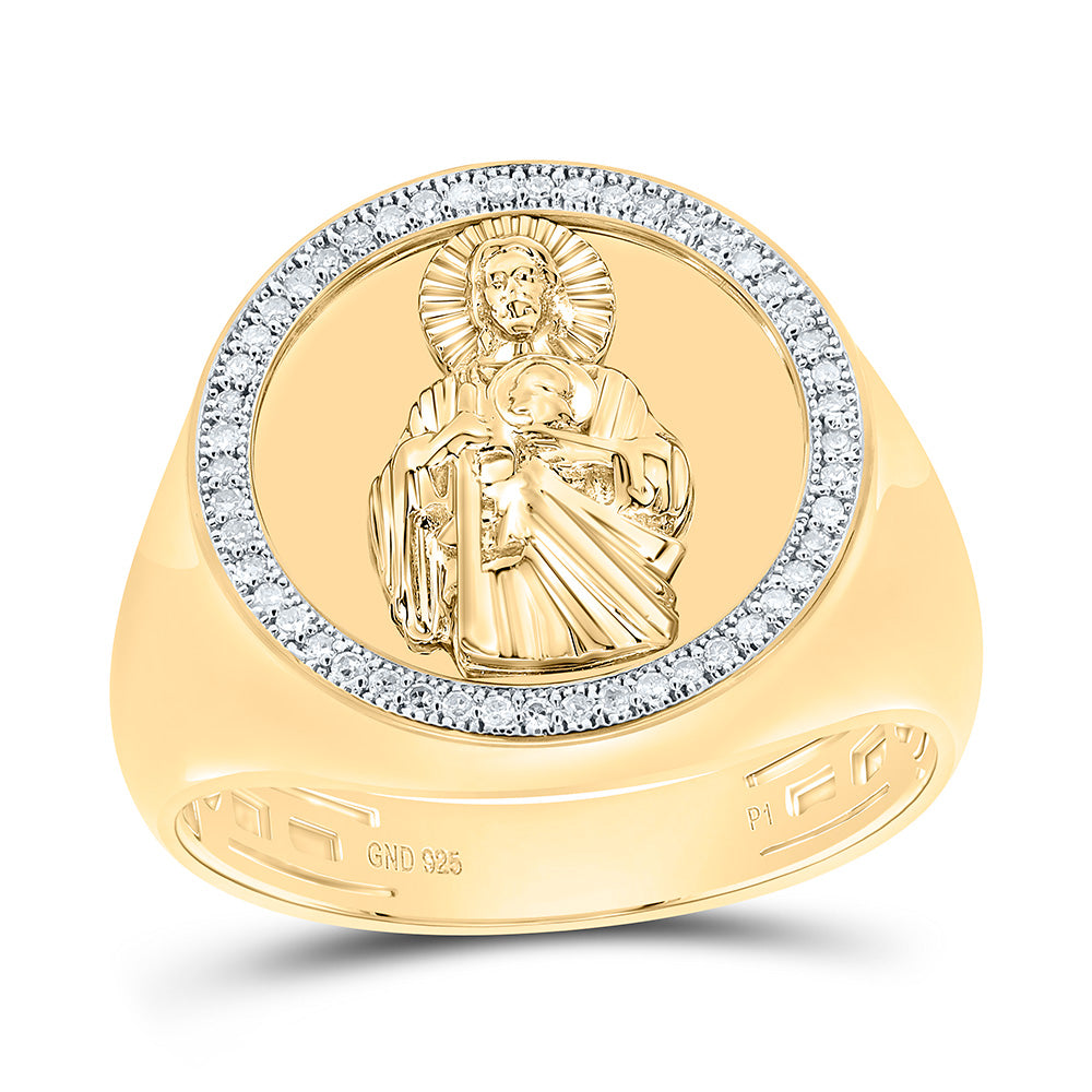 1/6CTW-NAT DIA P1 GIFT ST. JUDE MENS RING Daisy Joyeria