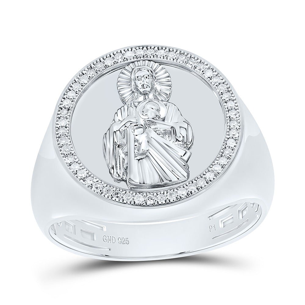 1/6CTW-NAT DIA P1 GIFT ST. JUDE MENS RING Daisy Joyeria