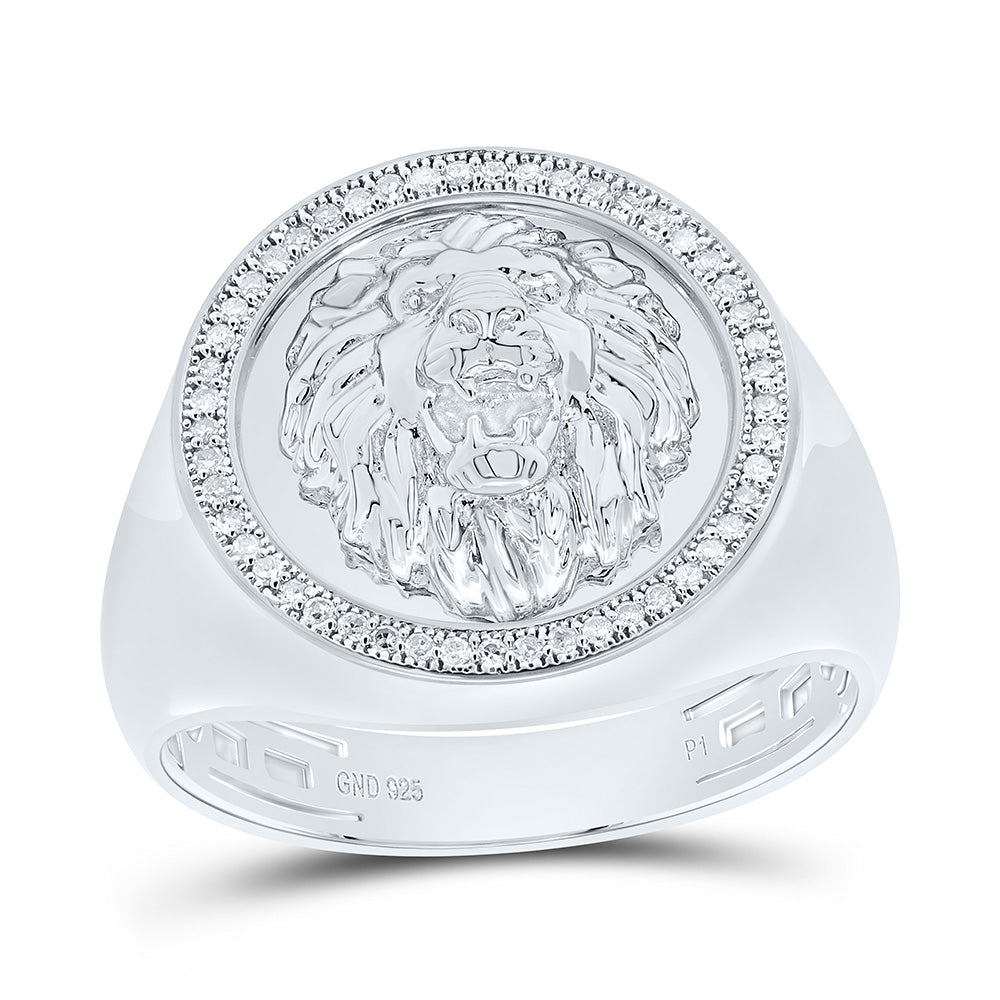 1/6CTW-NAT DIA P1 GIFT LION FACE MENS RING Daisy Joyeria