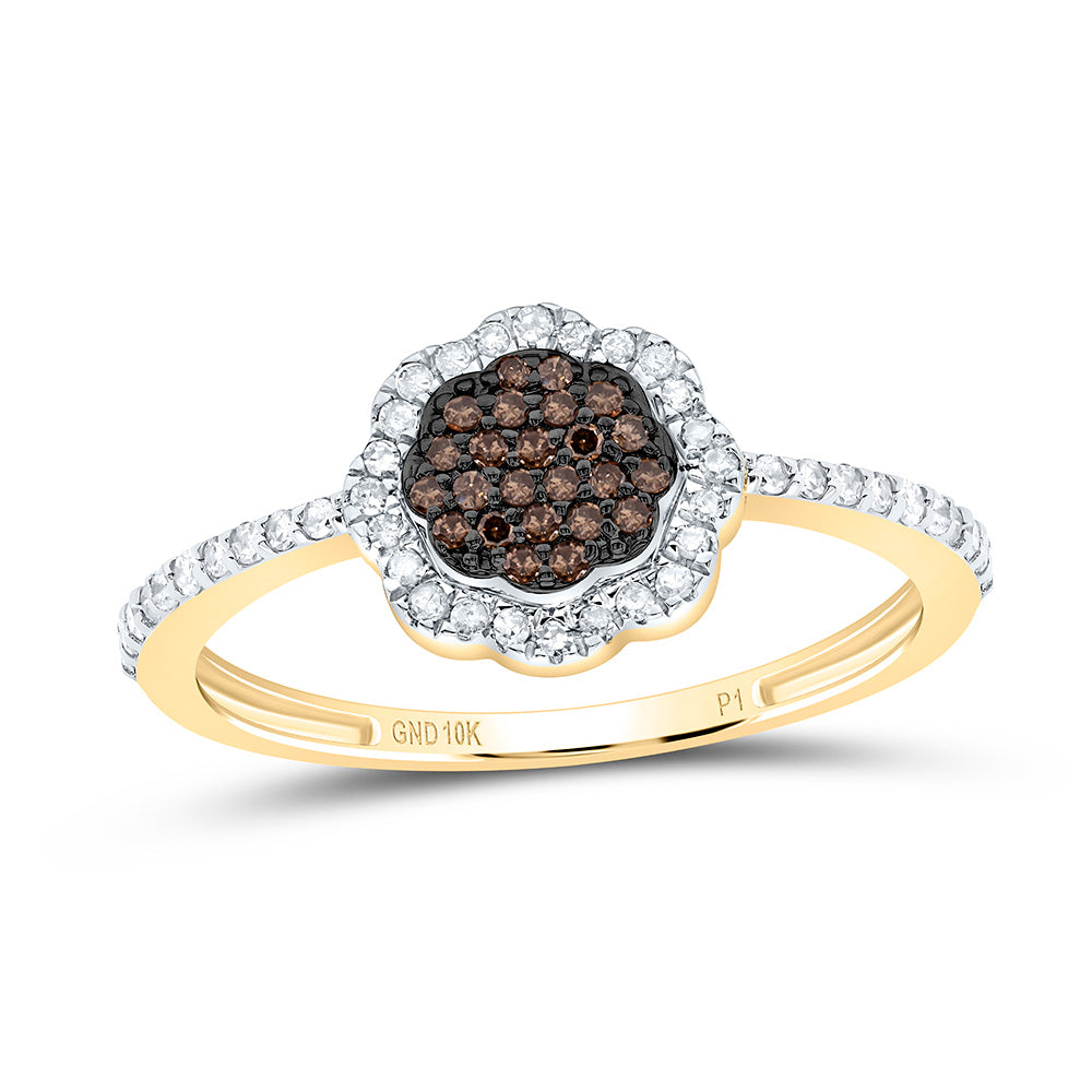 1/4CTW-NAT DIA P1 GIFT COGNAC NATURAL FLOWER RING Daisy Joyeria