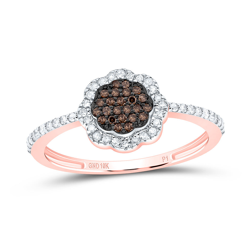 1/4CTW-NAT DIA P1 GIFT COGNAC NATURAL FLOWER RING Daisy Joyeria