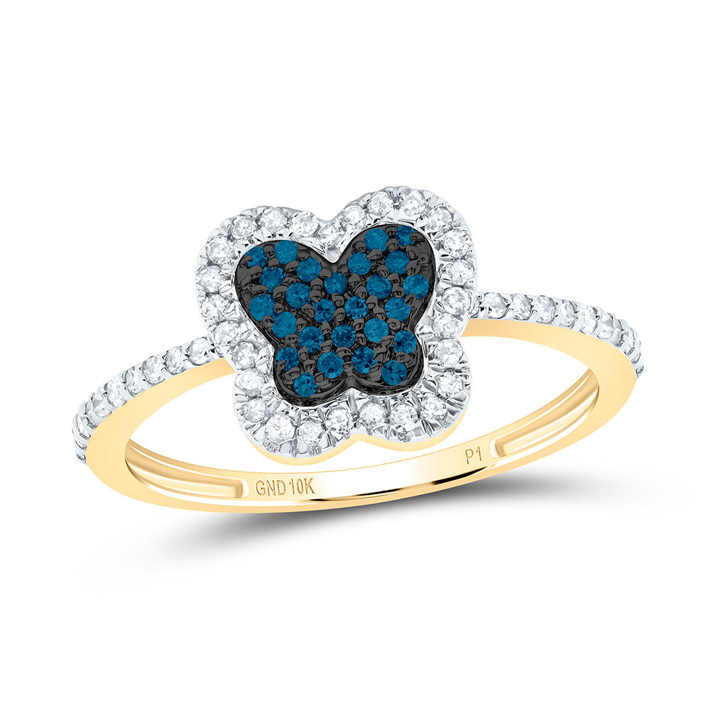 1/4CTW-NAT DIA P1 GIFT BLUE DIAMOND BUTTERFLY RING Daisy Joyeria