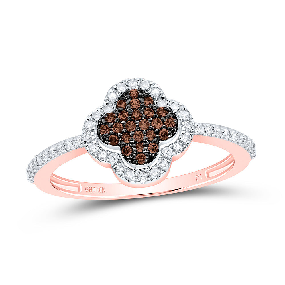 1/4CTW-NAT DIA P1 GIFT COGNAC NATURAL CLOVER RING Daisy Joyeria